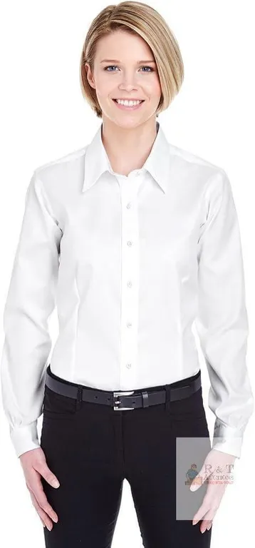 New Size Medium UltraClub Women's Non-Iron Pinpoint , White