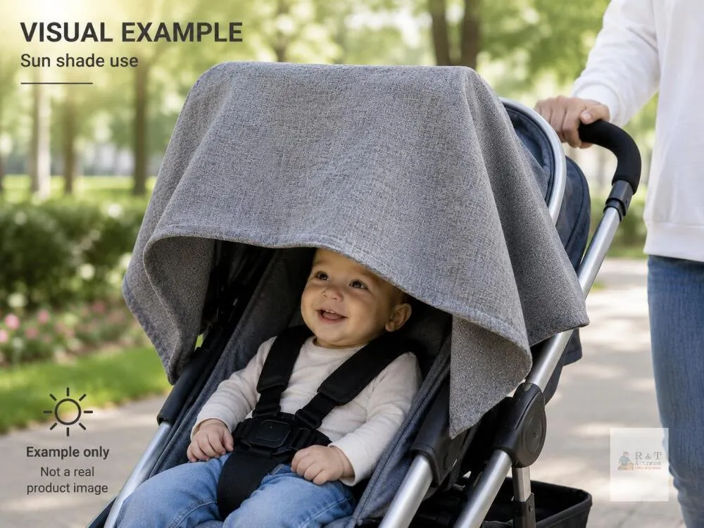 Universal Grey Sun Shade for Pram, Stroller & Carry Cot X003SEEWJV – UPF 50+, New