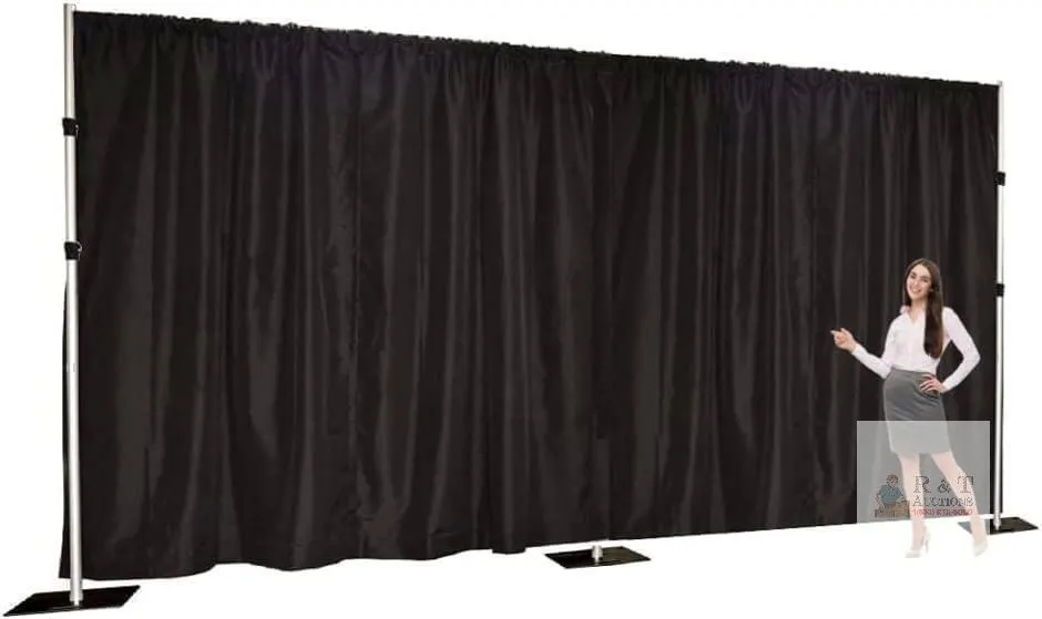 As New Extra Wide Two Layers One Piece Trade Show Booth Backdrop, Black, 25x8ft
