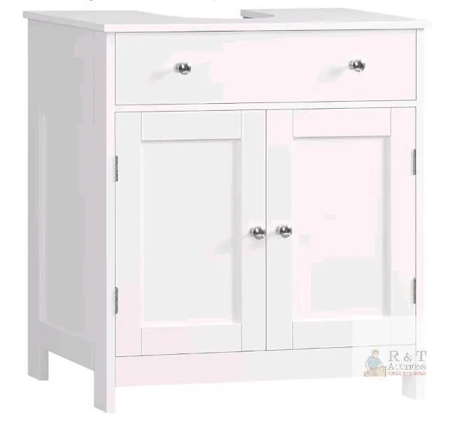 TEENFON CNYSQ033W Pedestal Sink Storage Cabinet, White, 23.6” W x 11.8” D x 25.6” H