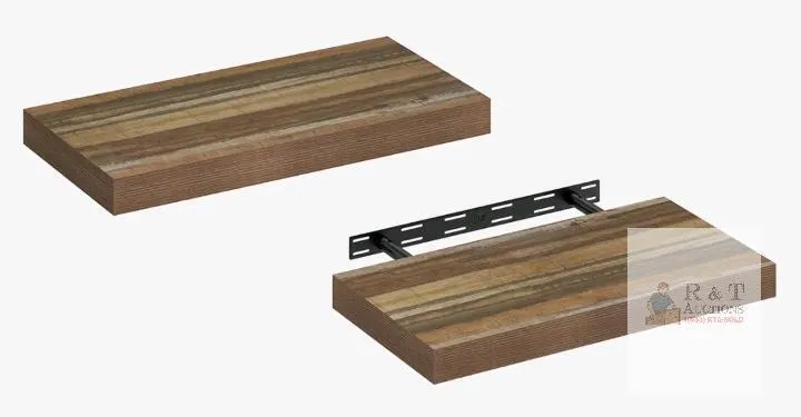 Floating Wall Shelf, Wood Grain Finish, Mounting Hardware Included, 15-30 lbs Load