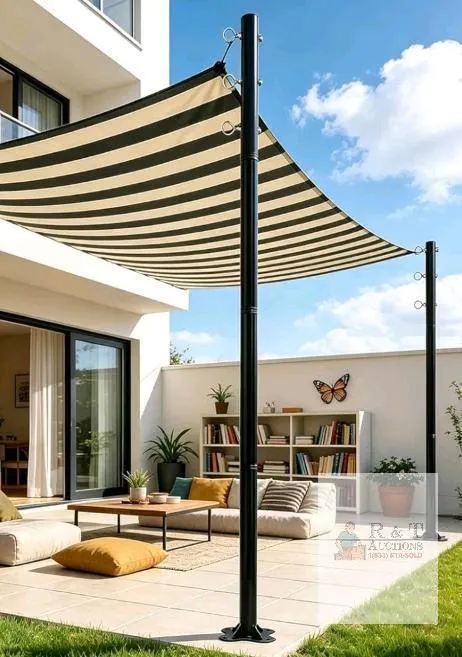 Beizelte 12 Ft Shade Sail Pole Kit (2 Pack) – Adjustable, Rust-Resistant Steel Poles