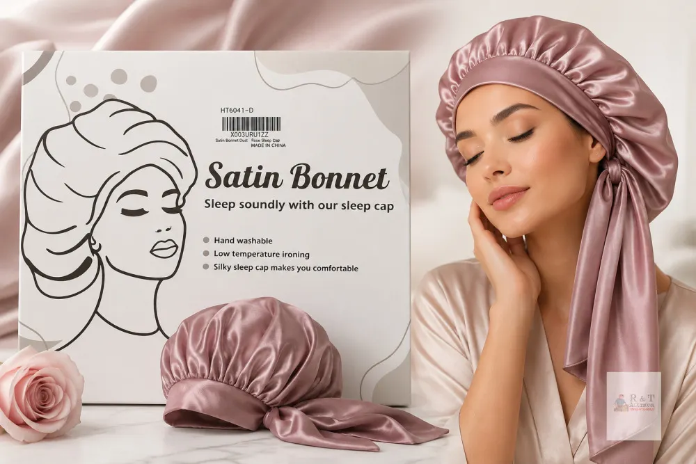 New Satin Bonnet Sleep Cap - Dusty Rose