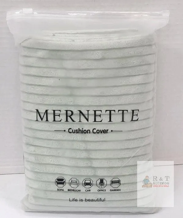 Mernette Corduroy Cushion Cover 18"x18" Bean Green 2-Pack, Polyester, Hidden Zipper