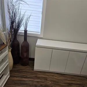 White Four-Door Storage Cabinet, Fake Plants and Organizer
 UNRESERVED