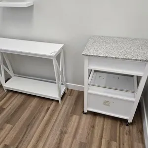 White Console Table & Granite-Top Cart
 UNRESERVED