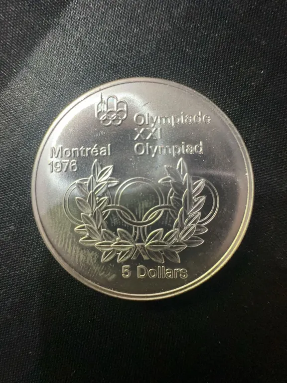 1976 Montreal Olympics $5 .925 Sterling Silver Coin, 24.3g