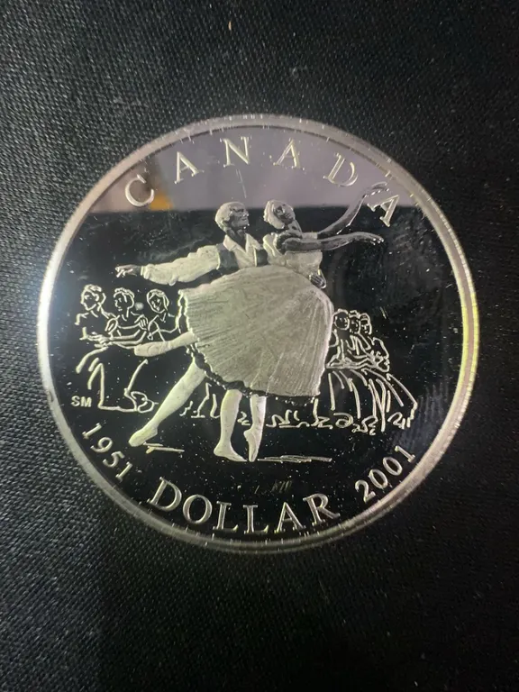 2001 Canada The Royal Ballet Dollar, .925 Sterling Silver Coin