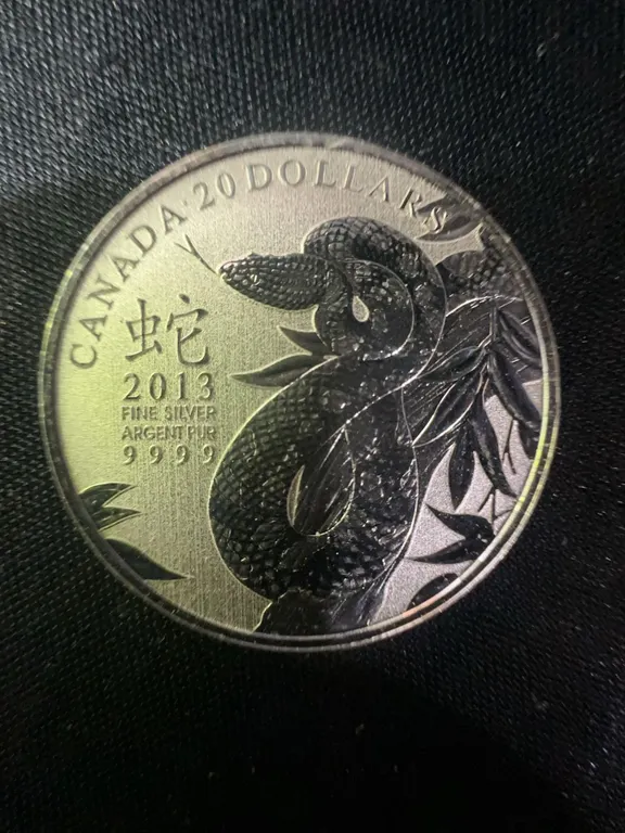 2013 Canada $20 Year of the Snake .9999 Fine Silver 9g Coin