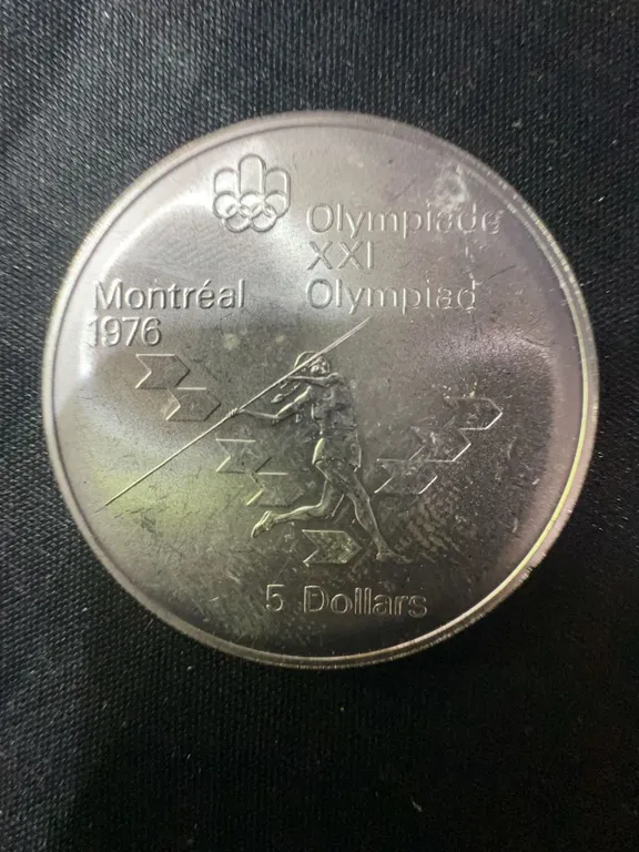 1976 Montreal Olympics $5 .925 Sterling Silver Coin, 24.3g