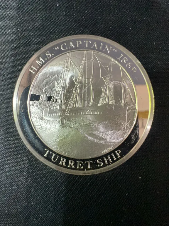 H.M.S. Captain 1869 Turret Ship .925 Sterling Silver Medal