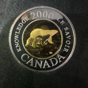 2000 Canada Silver $2 Coin .9999 Fine Silver 24k Gold Plated Core 9g