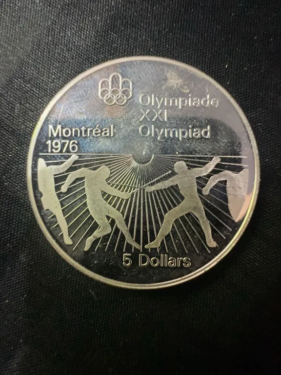 1976 Montreal Olympics $5 .925 Sterling Silver Coin, 24.3g