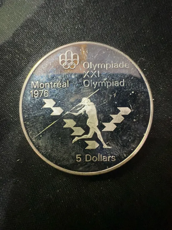 1976 Montreal Olympics $5 Coin, .925 Sterling Silver, 24.3g