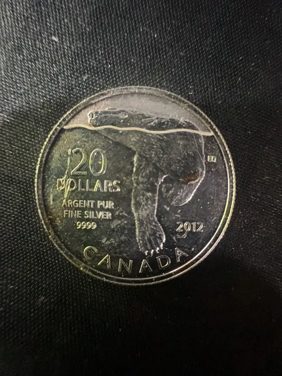 2012 Canada $20 Polar Bear Fine Silver Coin, 9g .9999