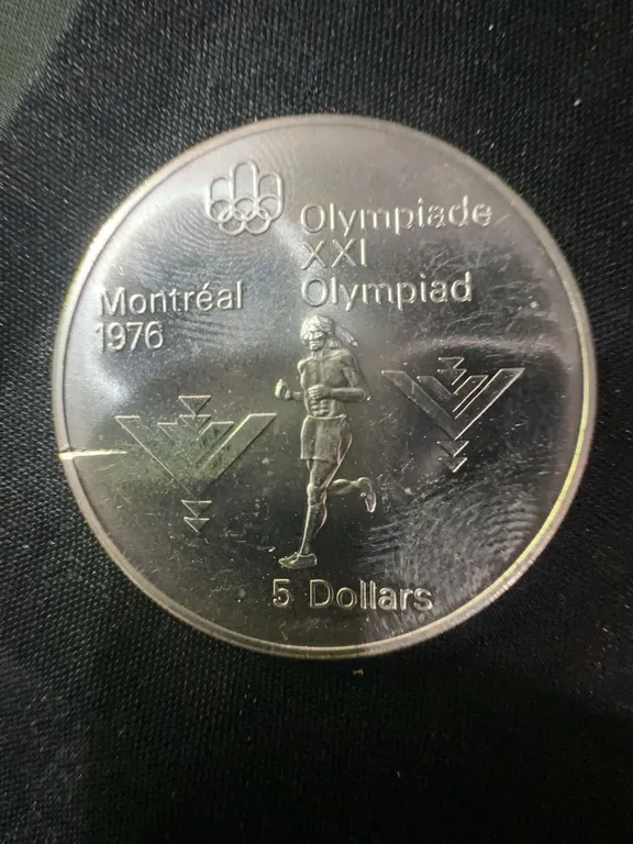 1976 Montreal Olympics $5 .925 Sterling Silver Coin, 24.3g