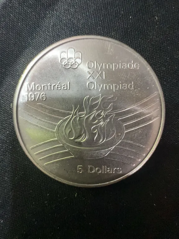 1976 Montreal Olympics $5 .925 Sterling Silver Coin, 24.3g