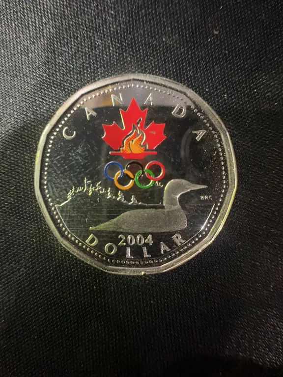 2004 Canada Olympic Colourized Dollar .925 Sterling Silver Coin 7g