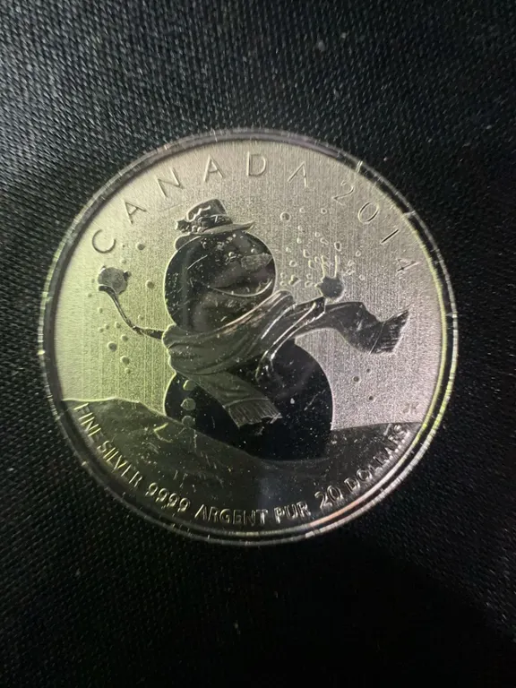 2014 Canada $10 .9999 Fine Silver 9g Snowman Coin