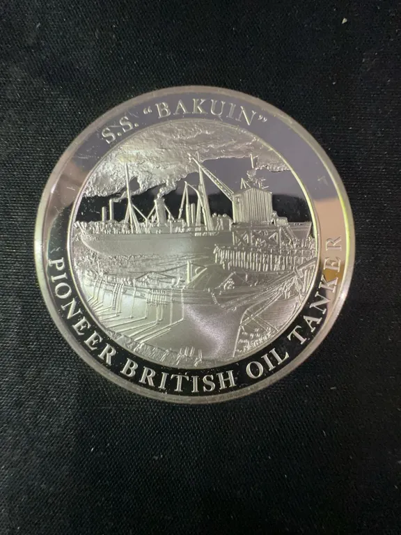 S.S. Bakuin Pioneer British Oil Tanker .925 Sterling Silver Medal