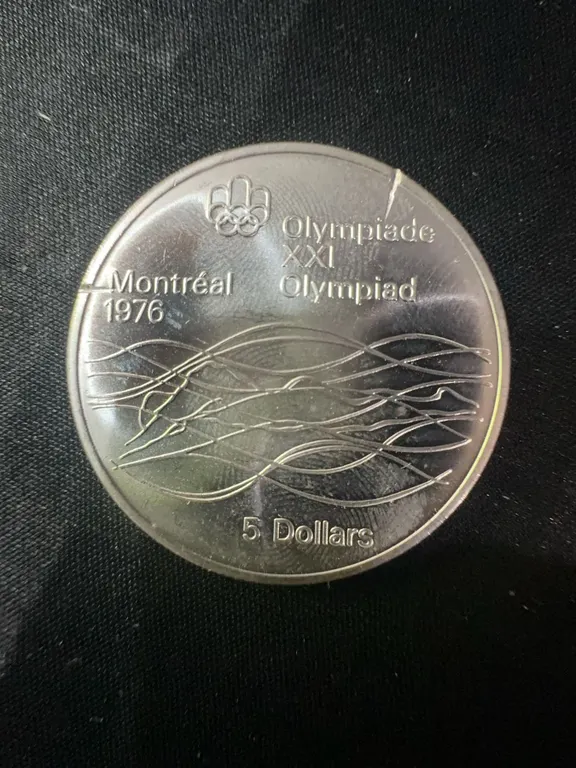 1976 Montreal Olympics $5 .925 Sterling Silver Coin, 24.3g