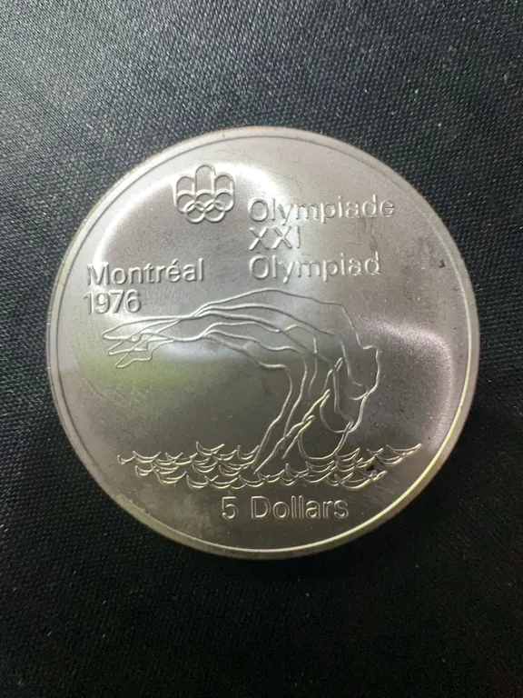 1976 Montreal Olympics $5 Sterling Silver Coin, 24.3g, .925 Silver