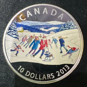 2013 Canada $10 Fine Silver Coin, 16g, Colourized Winter Scene