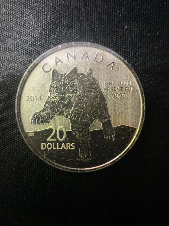 2014 Canada $20 Fine Silver Coin, Lynx Design, 9g 0.9999 Silver