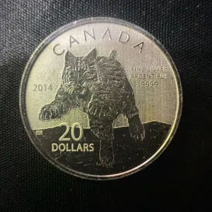 2014 Canada $20 Fine Silver Coin, Lynx Design, 9g 0.9999 Silver