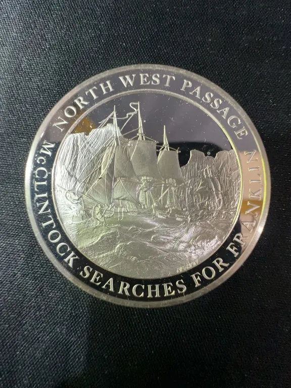 Sterling Silver Mountbatten Medallic North West Passage Coin, 36.9g