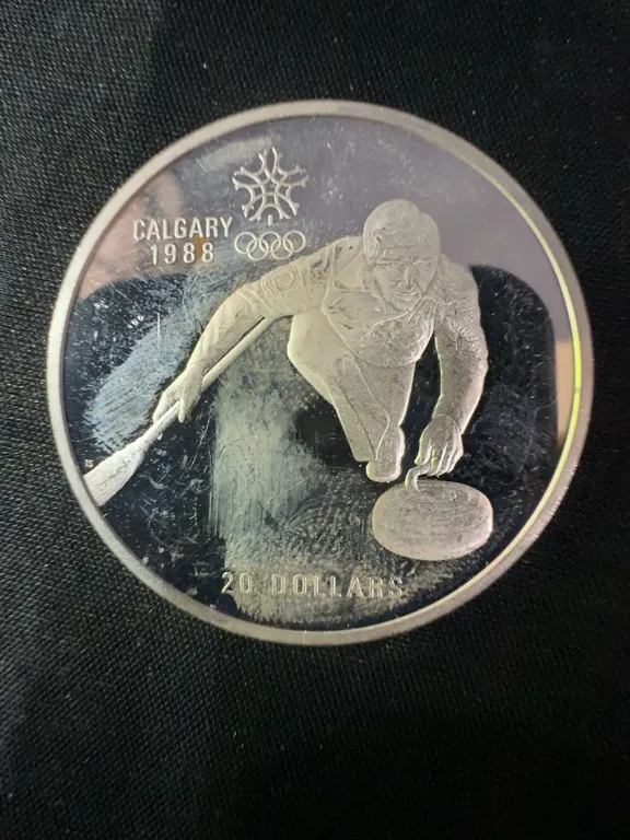 1988 Calgary Winter Olympics $20 .925 Silver Coin, 34.07g
