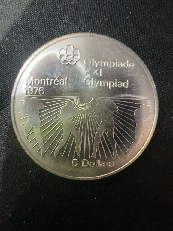 1976 Montreal Olympics $5 .925 Sterling Silver Coin, 24.3g