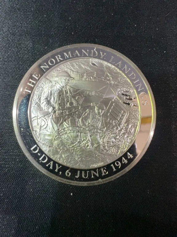 Normandy Landings .925 Sterling Silver Coin, Mountbatten Medallic Series