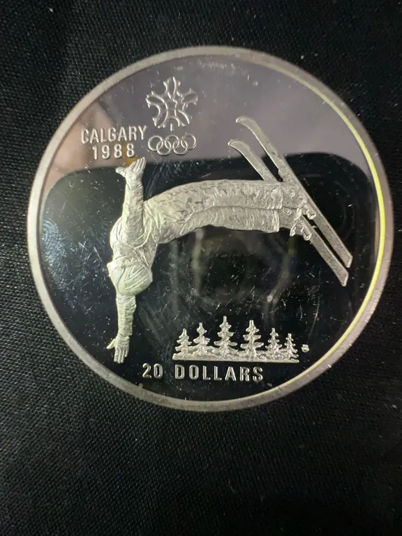 1988 Calgary Olympics $20 .925 Sterling Silver Coin 34.07g