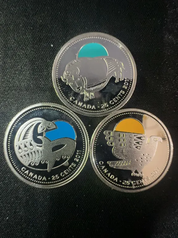 3 2011 Canada 25 Cents Sterling Silver Coins, 18g Total