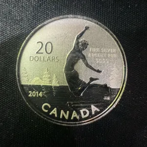 2014 Canada $20 Fine Silver Coin, .9999, 9g, Water Sports Reverse
