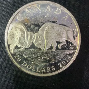 2014 Canada $20 .9999 Fine Silver Coin With Bison Design, 32g