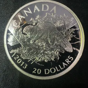2013 Canadian $20 .9999 Fine Silver Coin, 32g, Beaver Design