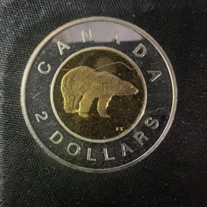 2000 Canada $2 Coin .9999 Fine Silver with 24K Gold Plated Core 9g