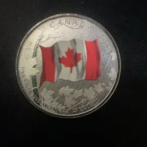 2015 Canada $5 Fine Silver Coin with Coloured Flag, 9g .9999 Purity