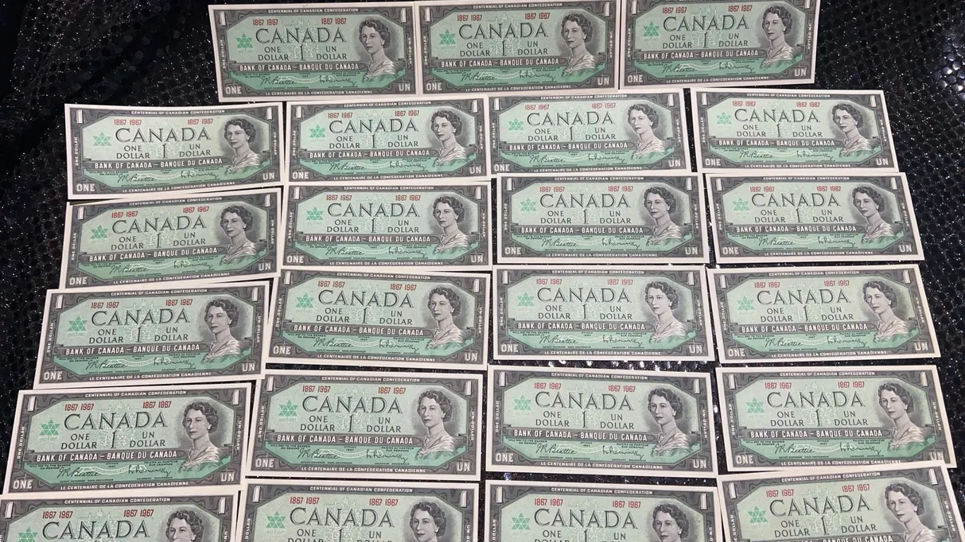 23 1967 Canadian Centennial One Dollar Banknotes