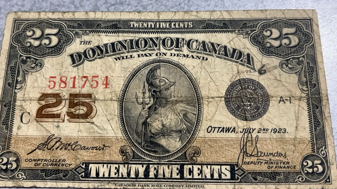 1923 Dominion of Canada 25 Cent Shinplaster Note