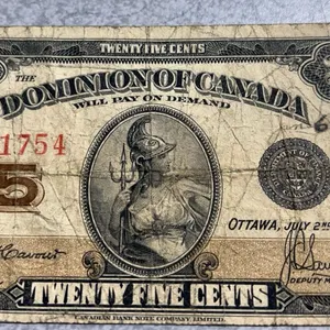 1923 Dominion of Canada 25 Cent Shinplaster Note