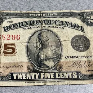 Dominion of Canada 1923 Twenty Five Cent Shinplaster Note