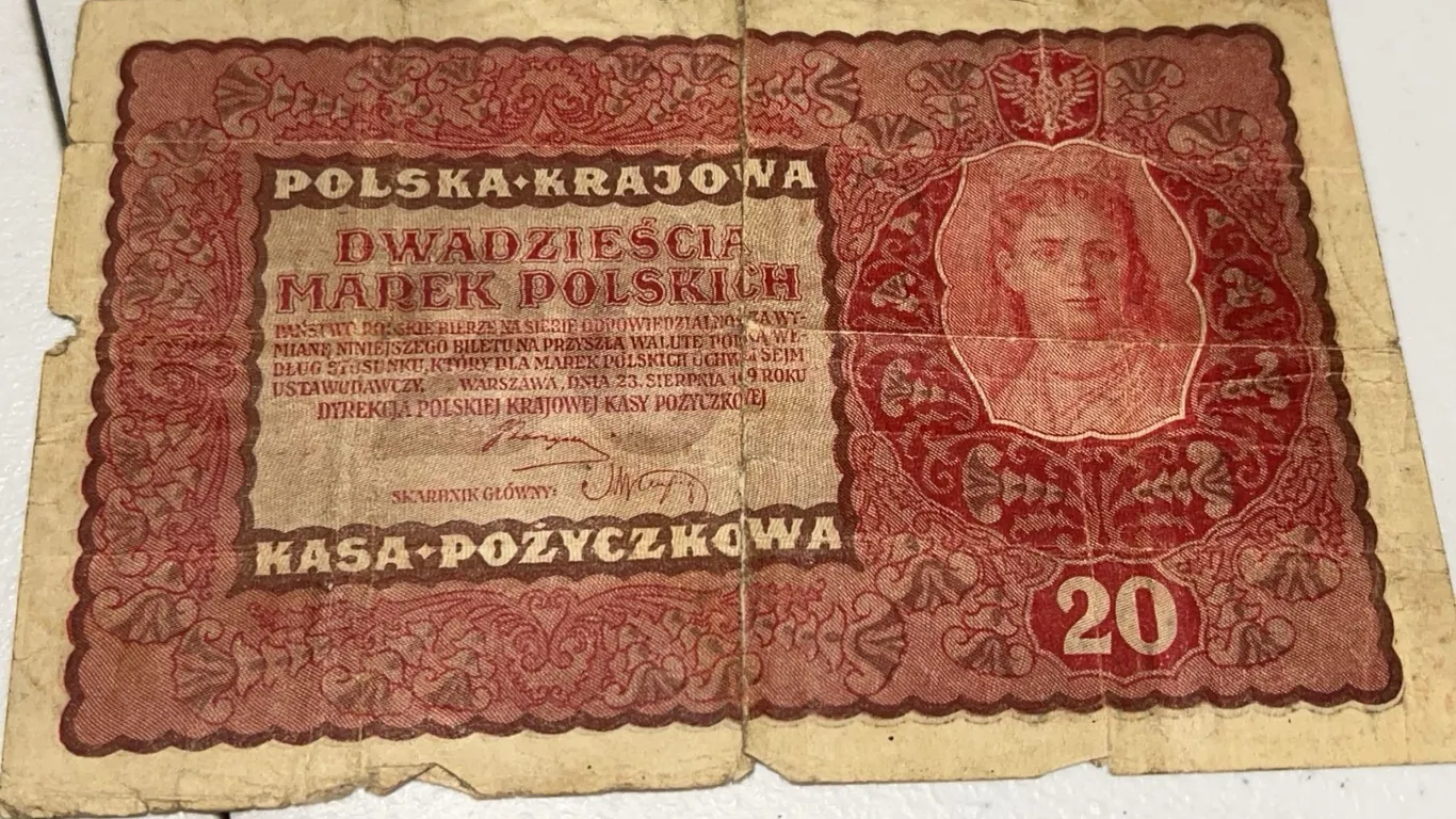Polska Krajowa 20 Polish Marks Banknote, Circa 1919