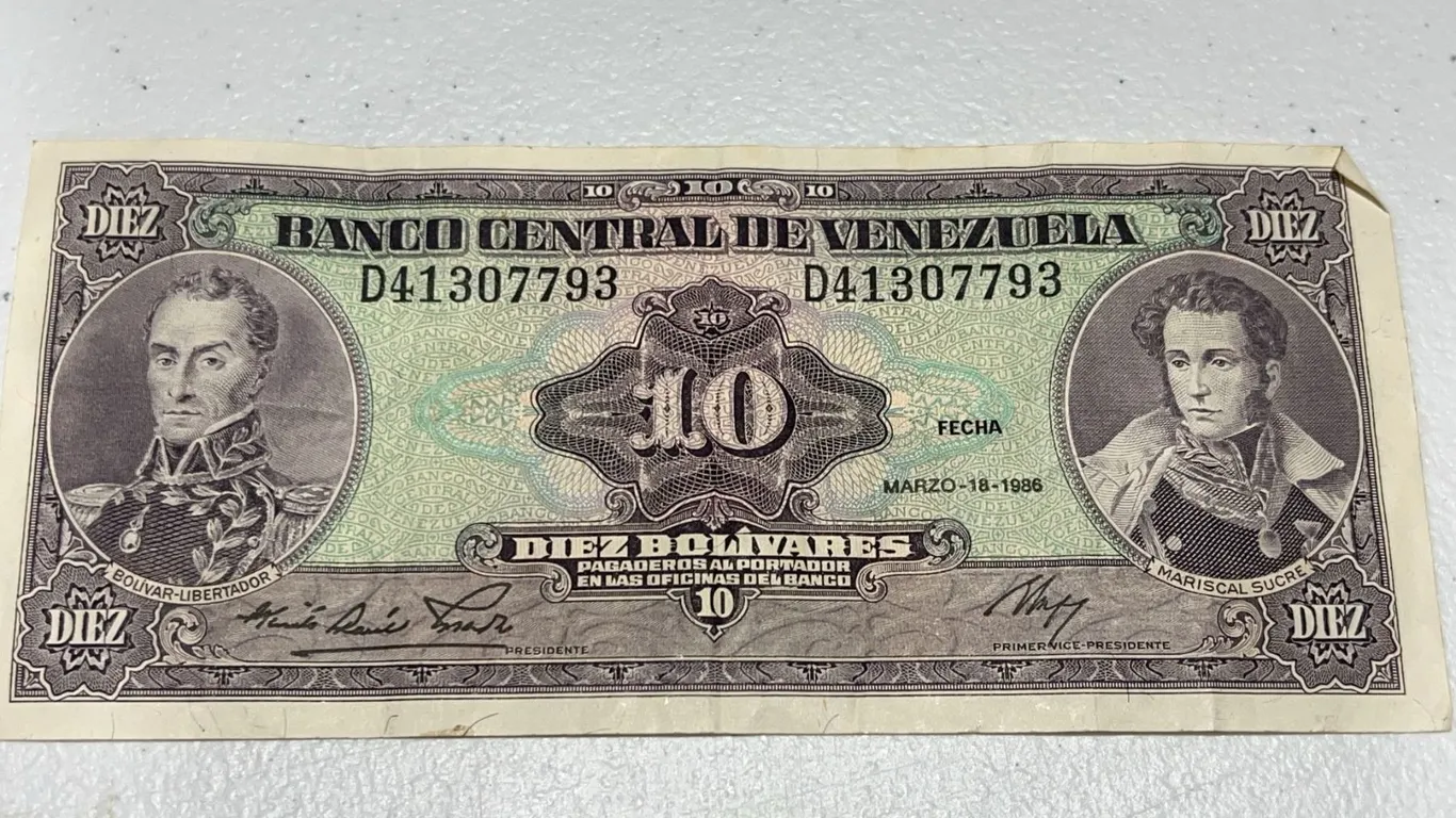1985 Venezuela 10 Bolívares Banknote - Banco Central de Venezuela