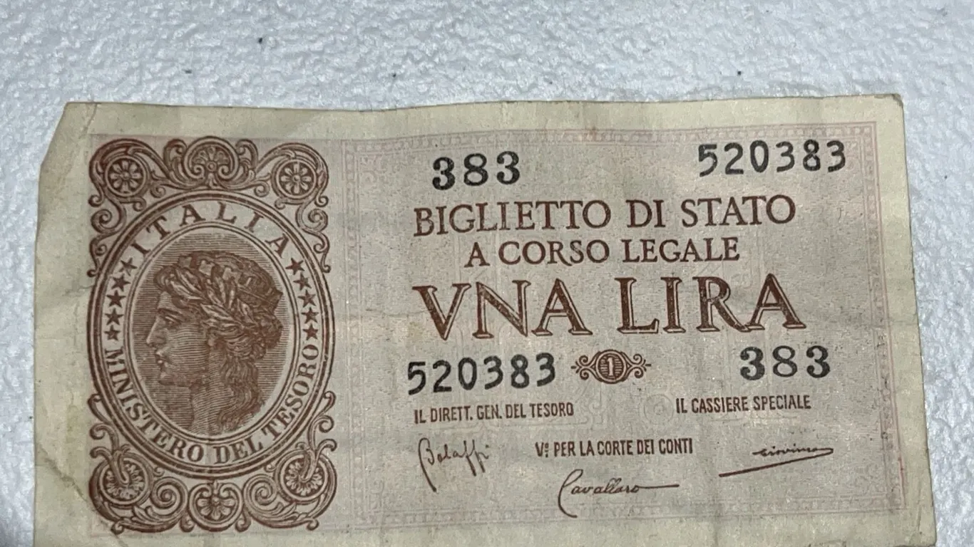 Italy 1 Lira Banknote 1944 State Treasury Note
