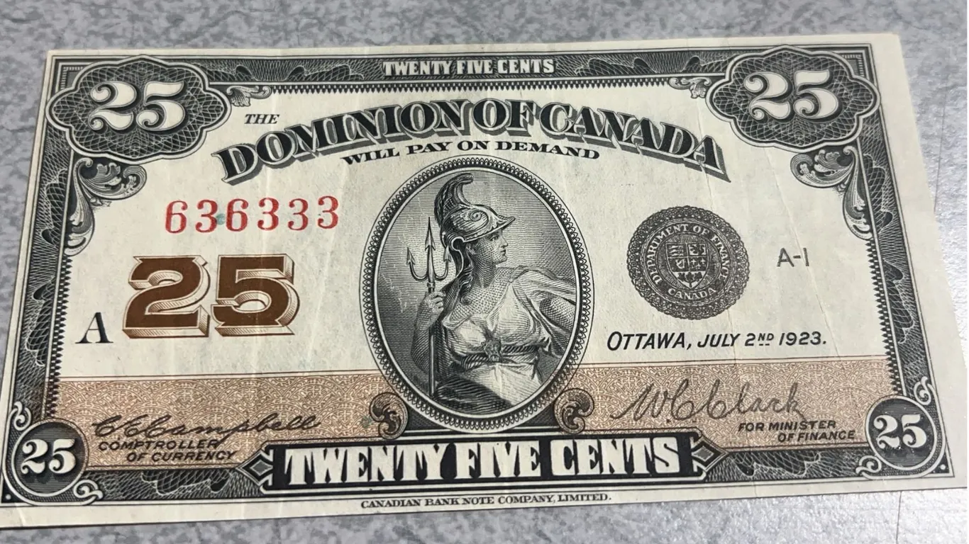 1923 Dominion of Canada 25 Cent Shinplaster Note