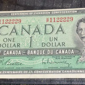 1967 Canada $1 Centennial of Confederation Banknote Serial 1122229