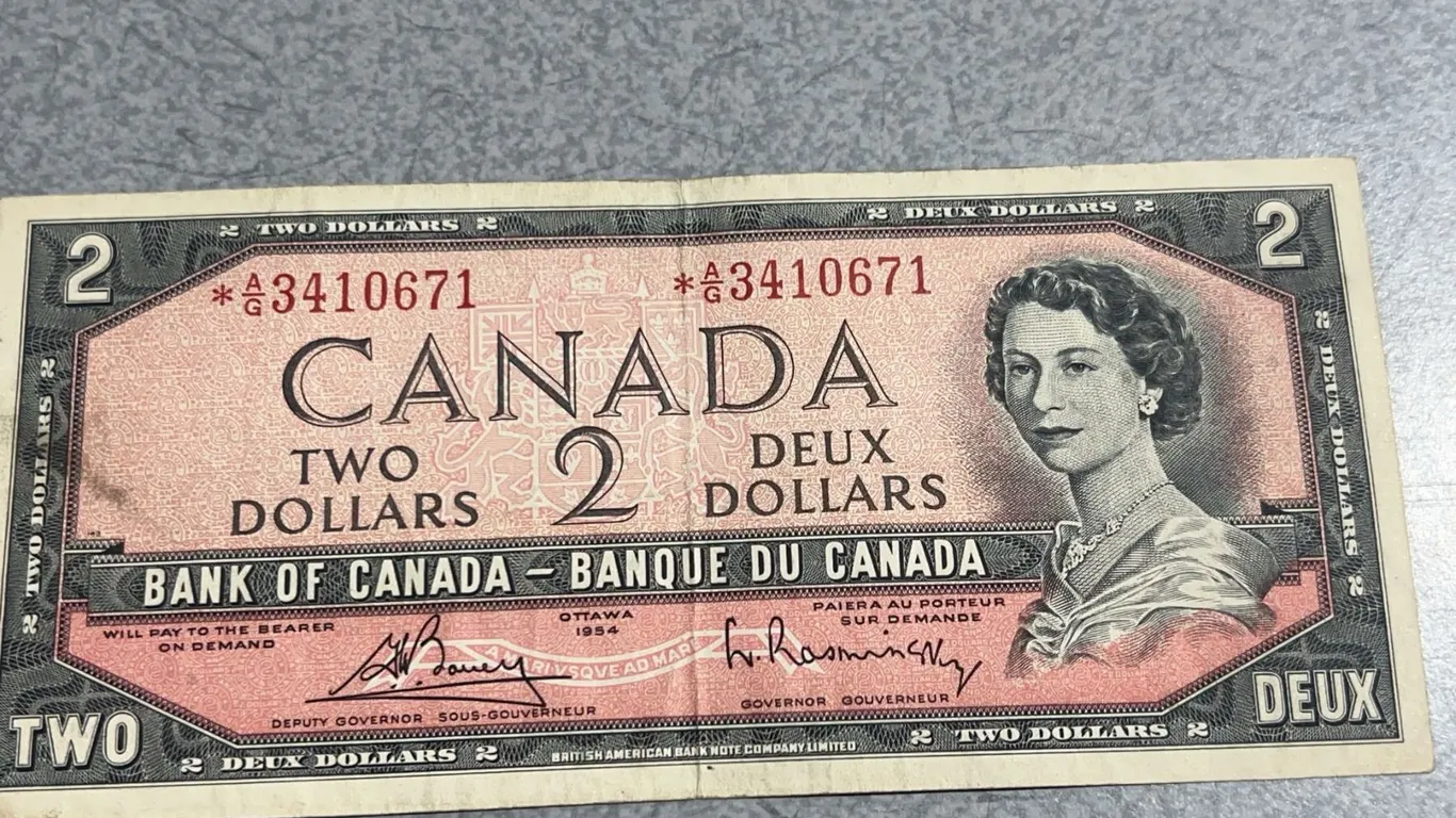 1954 Bank of Canada Two Dollar Bill, A3410671, Queen Elizabeth II
